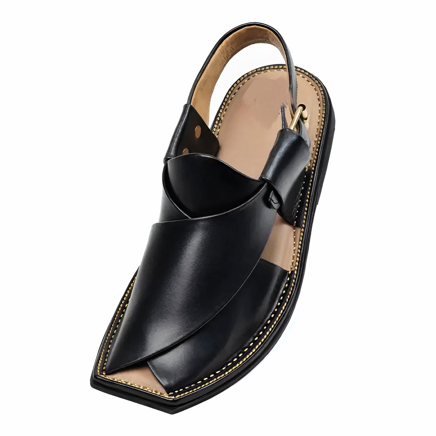 Markhor Black Leather Chappal